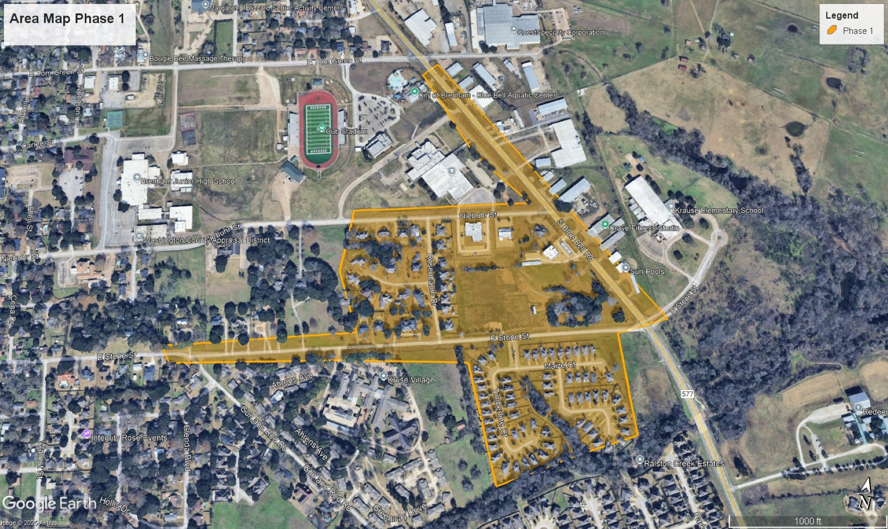 nextlink phase 1 map near Ralston creek between Niebuhr st and Maize ct.